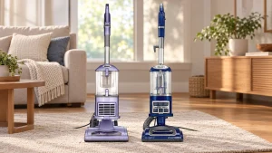 Reference-based illustration of the lavender Shark NV352 and blue Shark NV360 standing side by side.